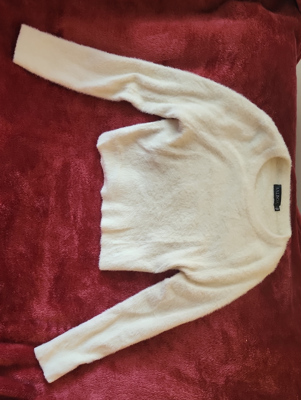 BALBOA Cream Fuzzy Scoopneck Sweater GIRLS Large